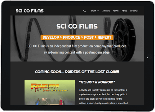 Screenshot of SCi CO Films website on an iPad