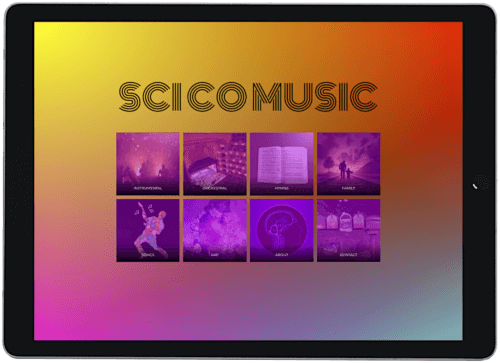 Screenshot of SCi CO Music website on an iPad