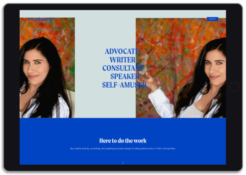Irvina Kanarek's website displayed on an iPad.