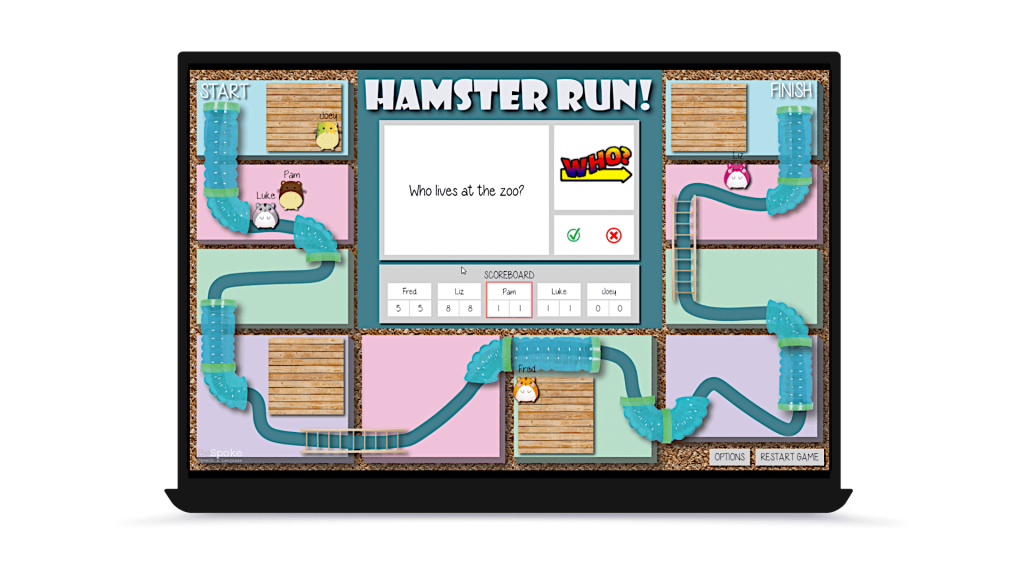 Hamster Run! video game on a laptop.